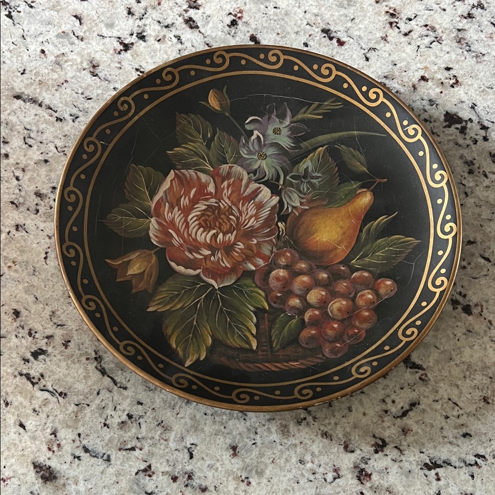 The Vintage Gate Decorative Plate with Floral and Fruit Design